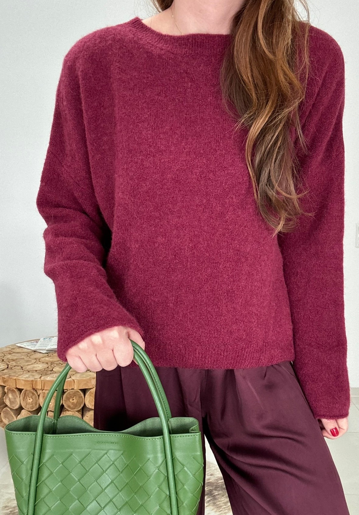 Baby-Alpaka Pullover - Bordeaux