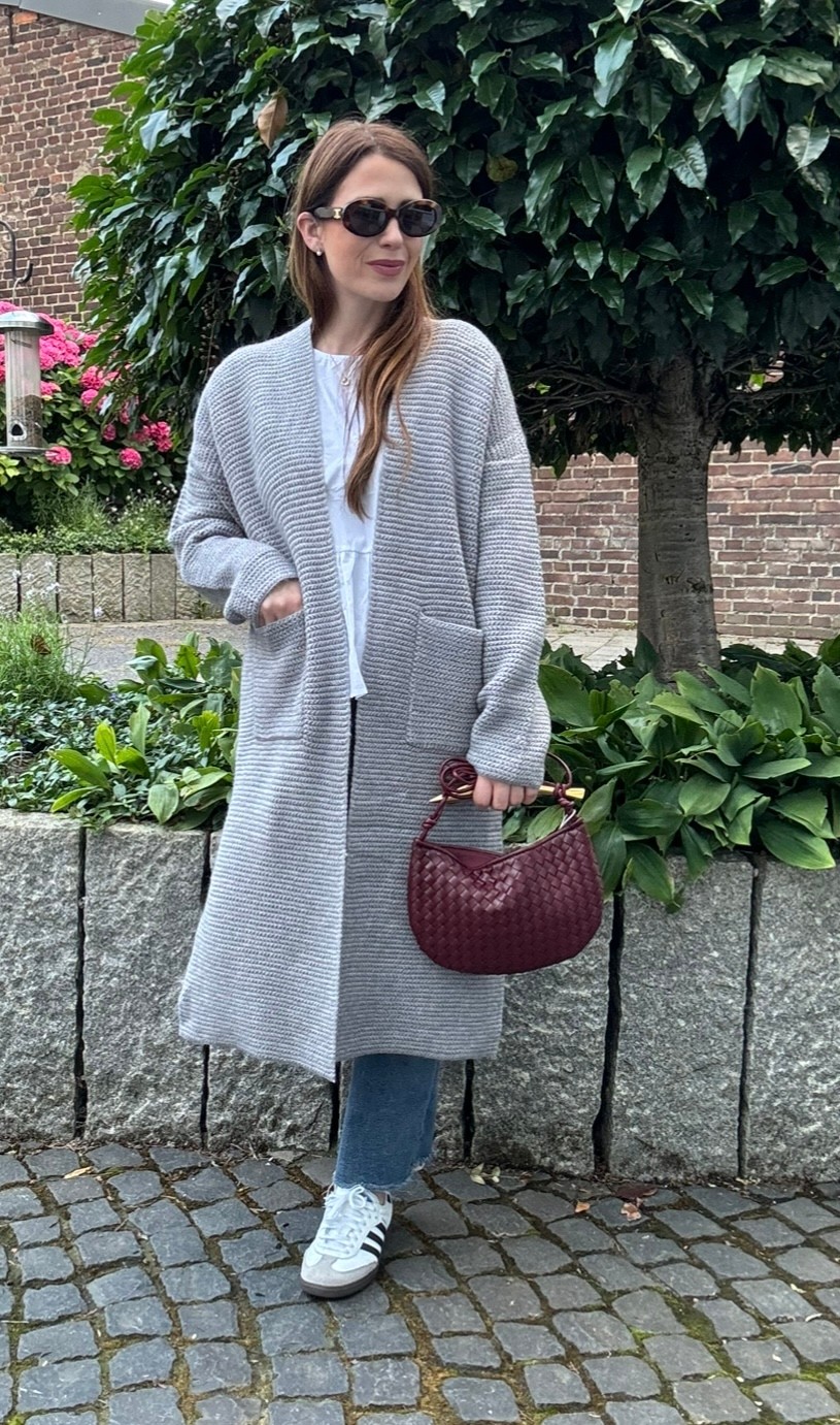 Maxi-Strickjacke - Grau