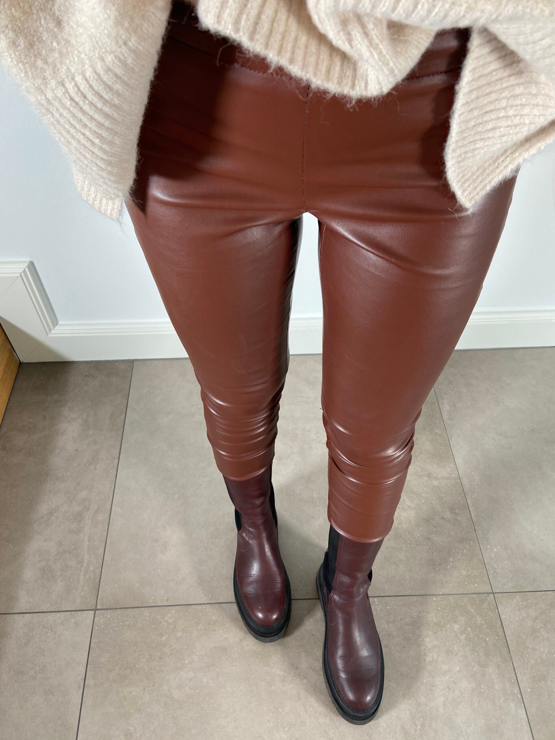 Vegane Lederleggings - Braun