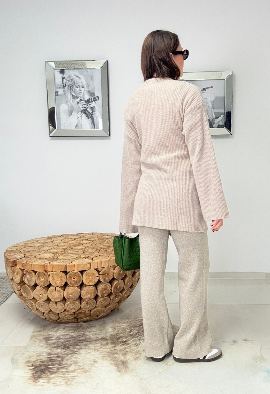 Strickjacke mit Kaschmir - Beige