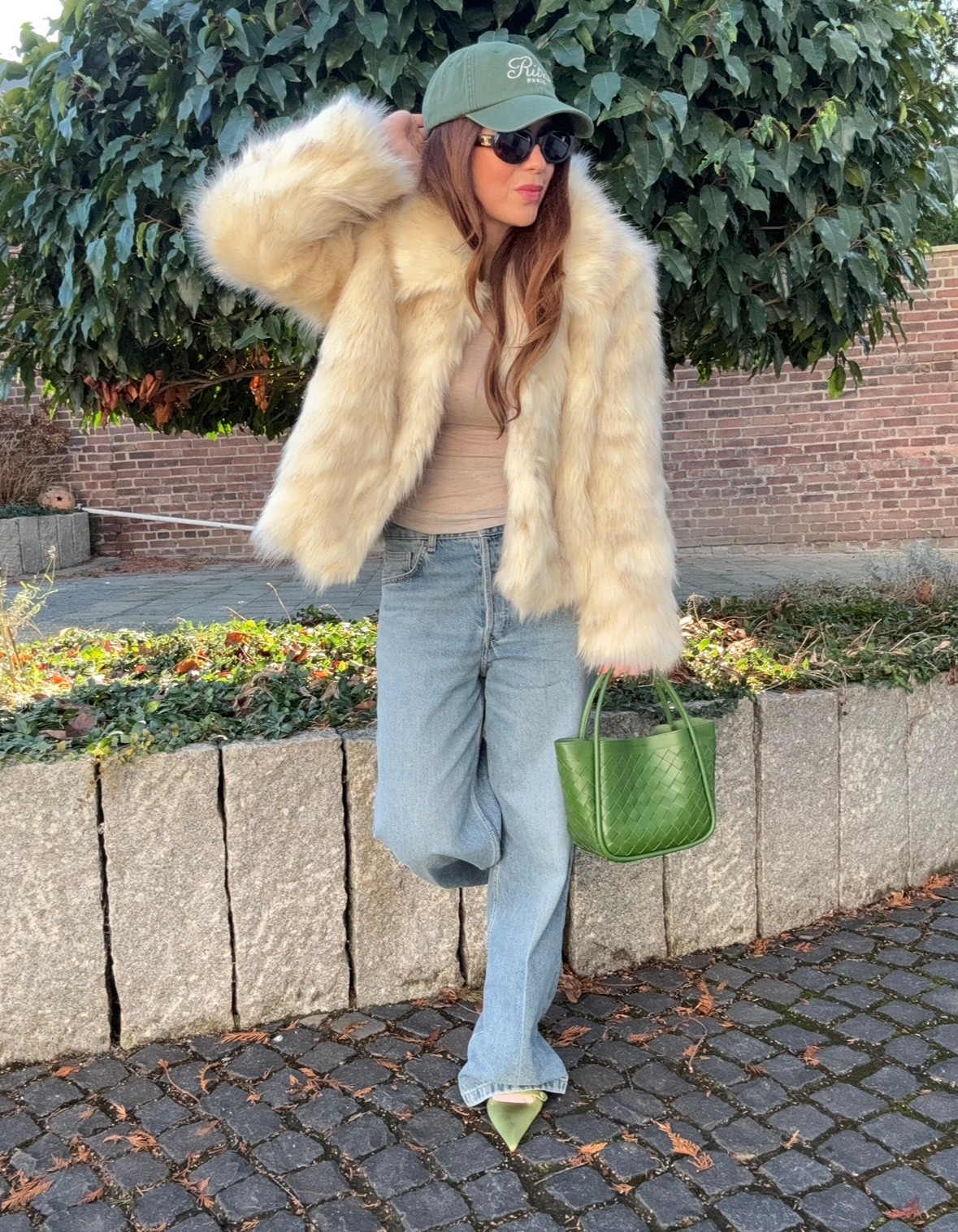 Kunstpelzjacke - Sand