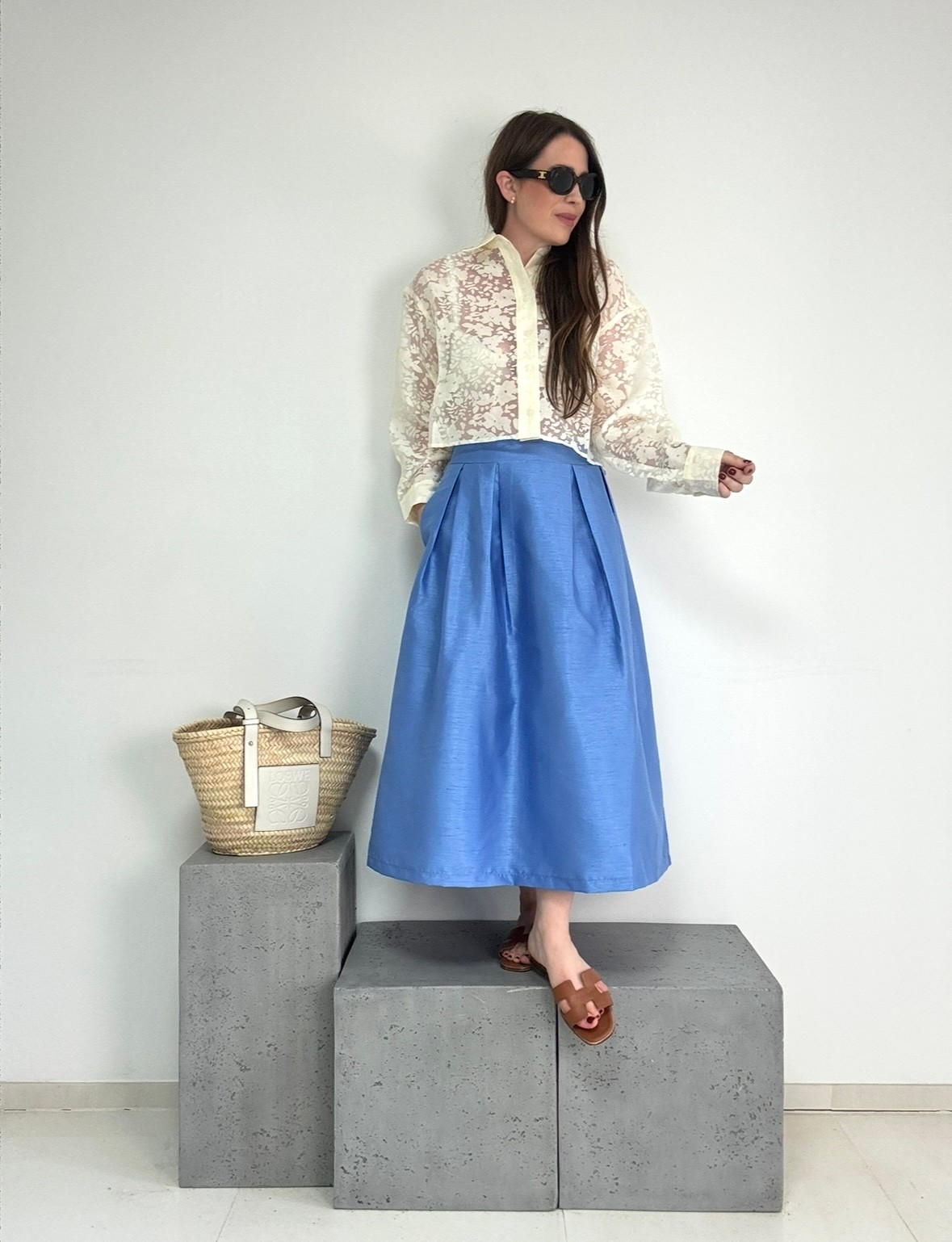 Transparente Bluse - Creme