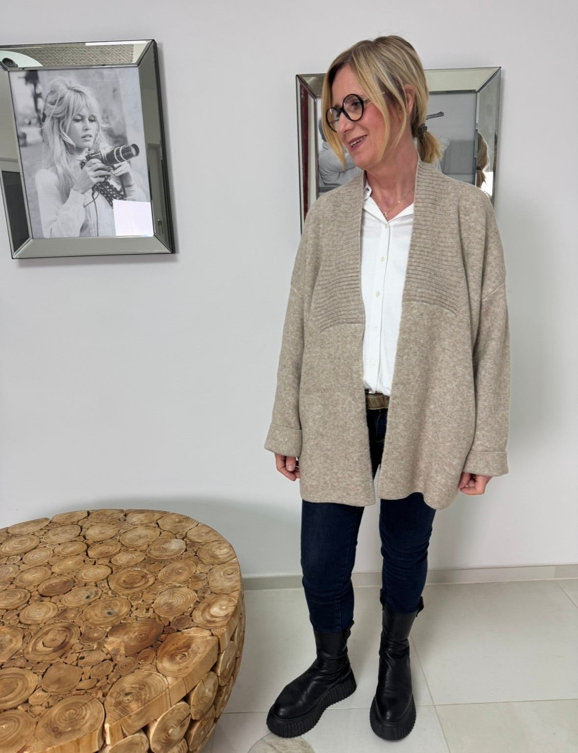 Oversize Strickjacke - Taupe