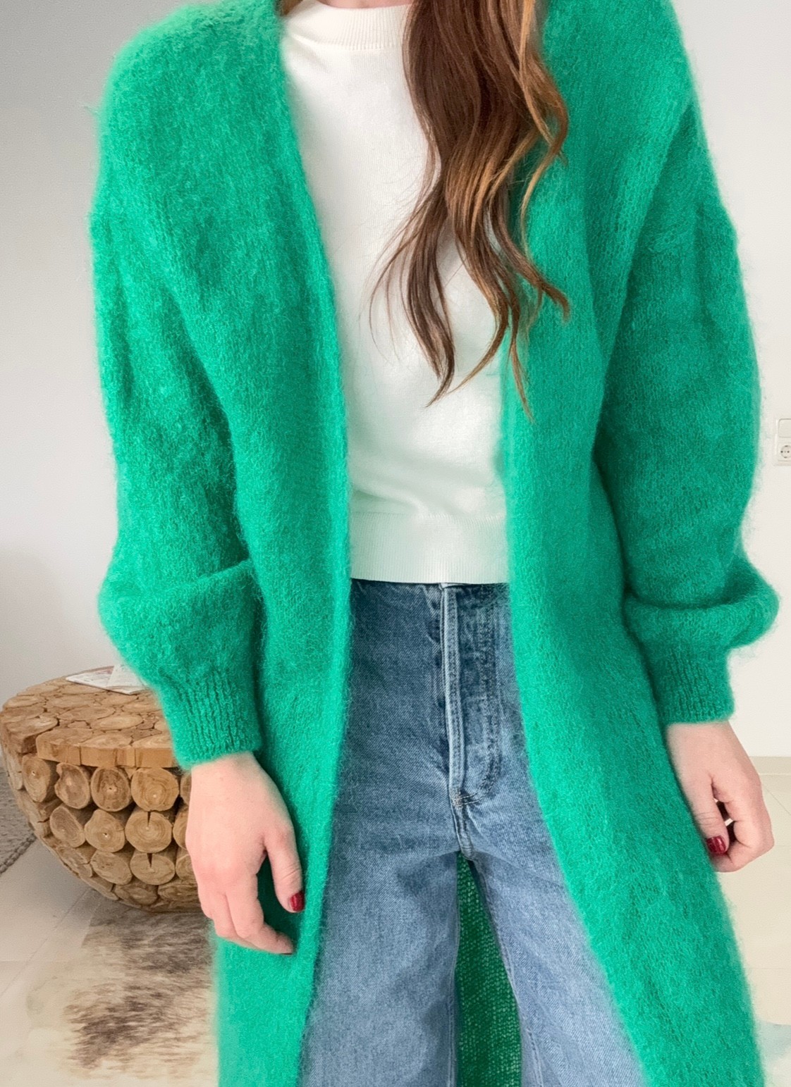 Mohair-Strickjacke - Grün