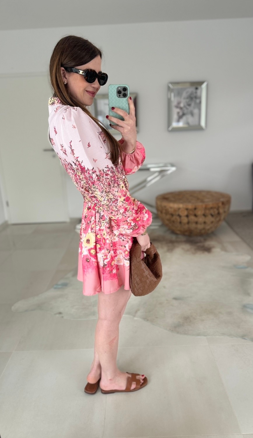 Mini-Kleid mit Print - Rosa