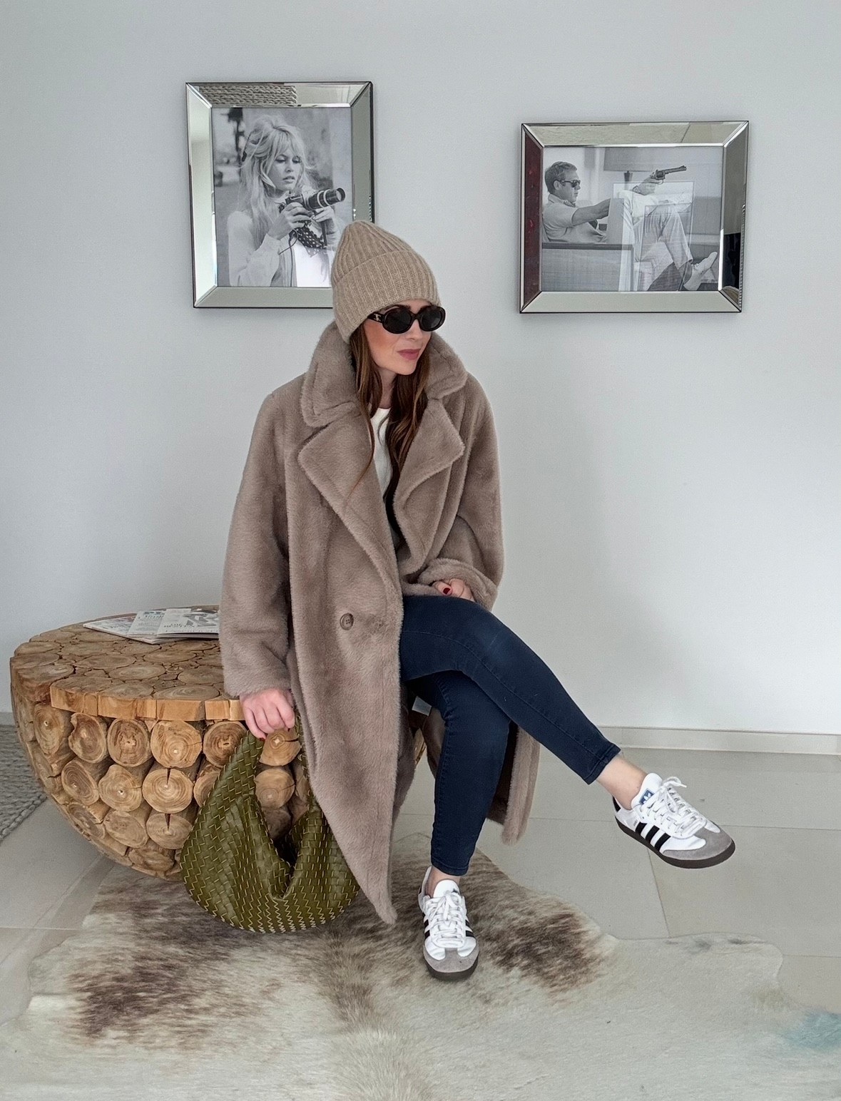 Fake Fellmantel - Taupe