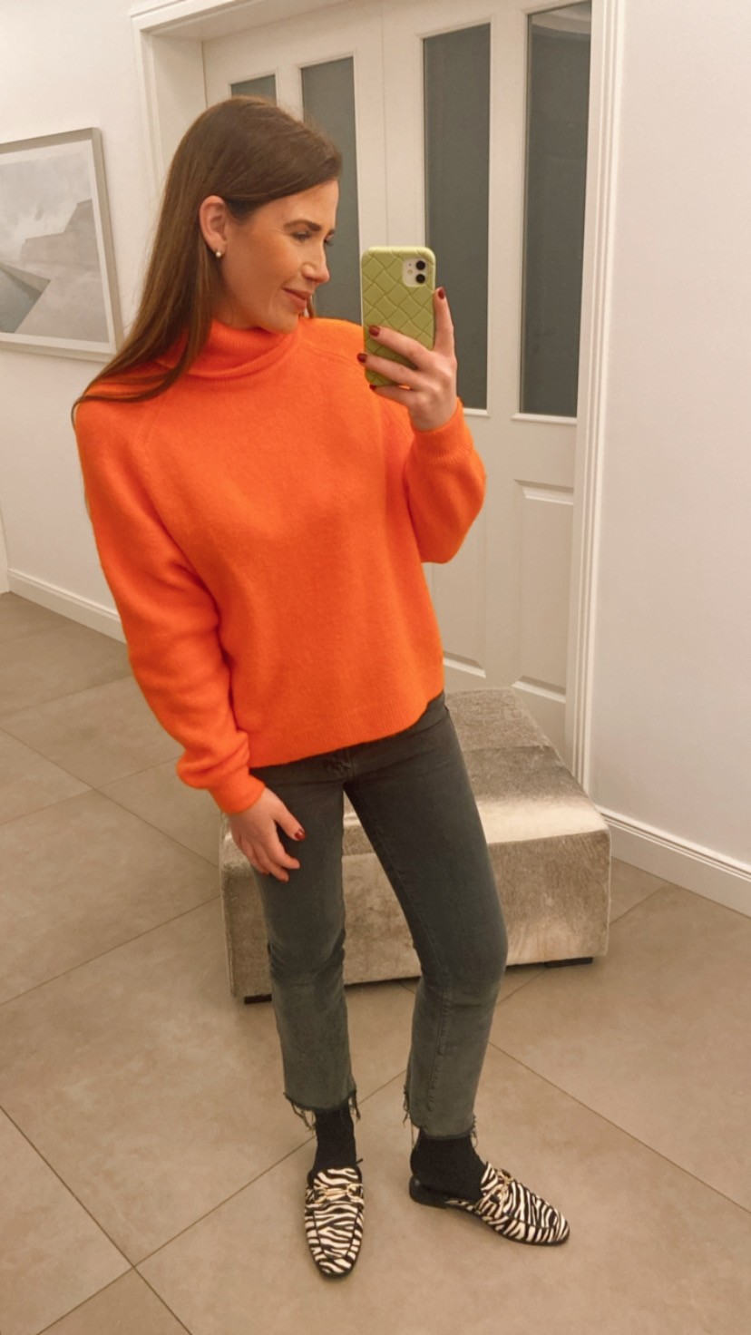 Rollkragenpullover aus Baby-Alpaka - Orange