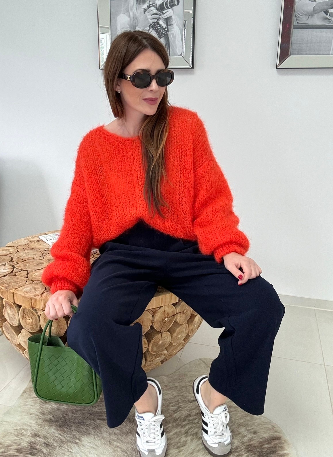 Grobstrick-Pullover - Orange