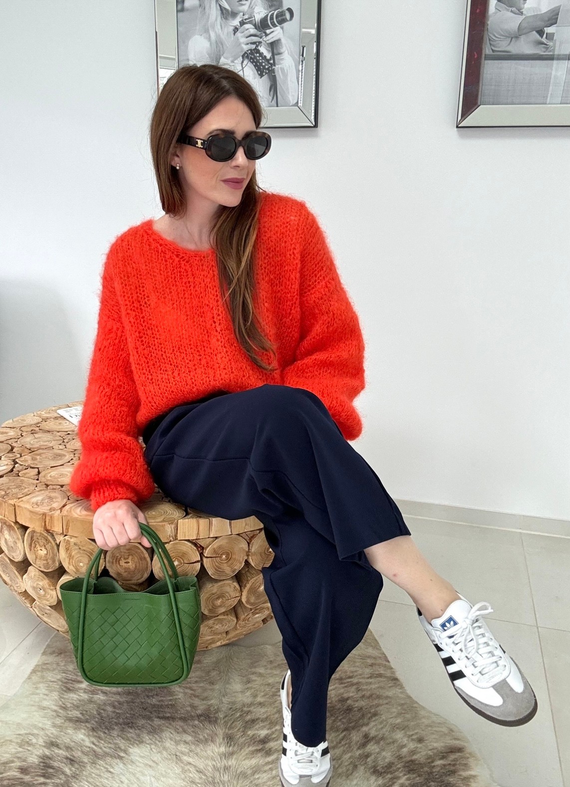 Grobstrick-Pullover - Orange