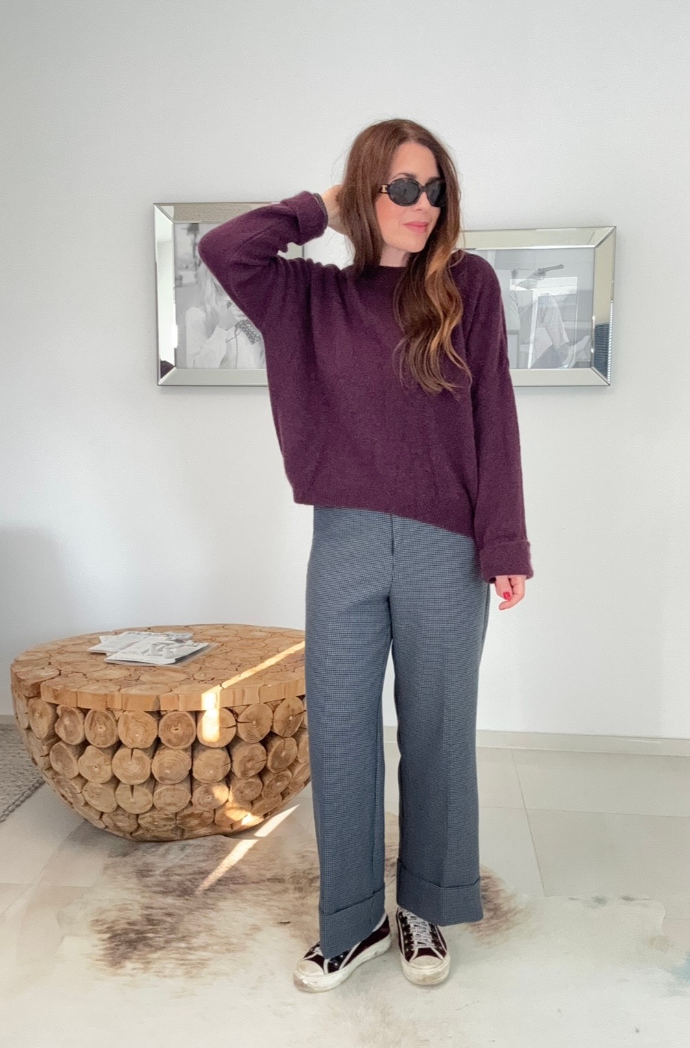 Baby-Alpaka Pullover - Aubergine