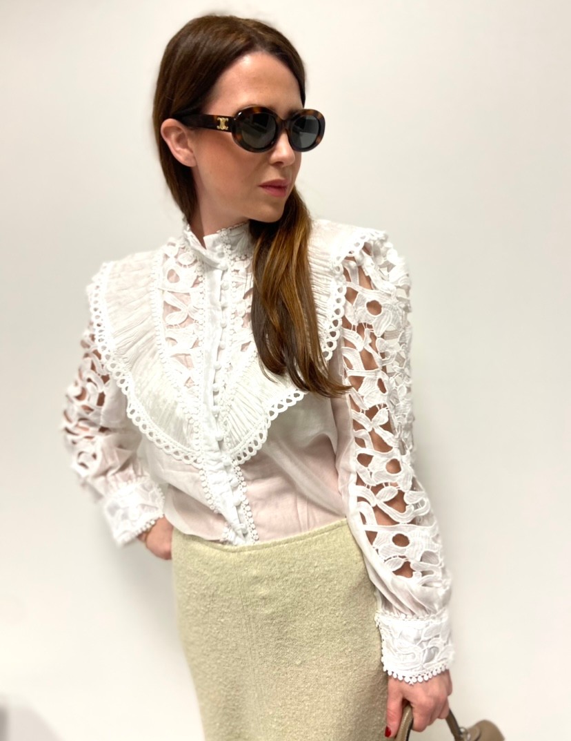 Verspielte Bluse - Weiß