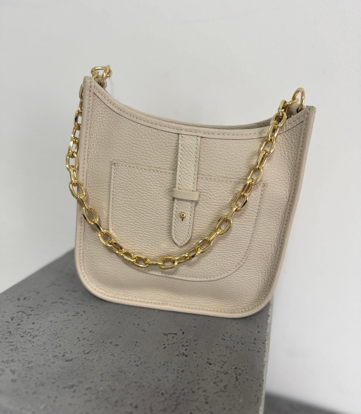Tasche aus Leder - Creme