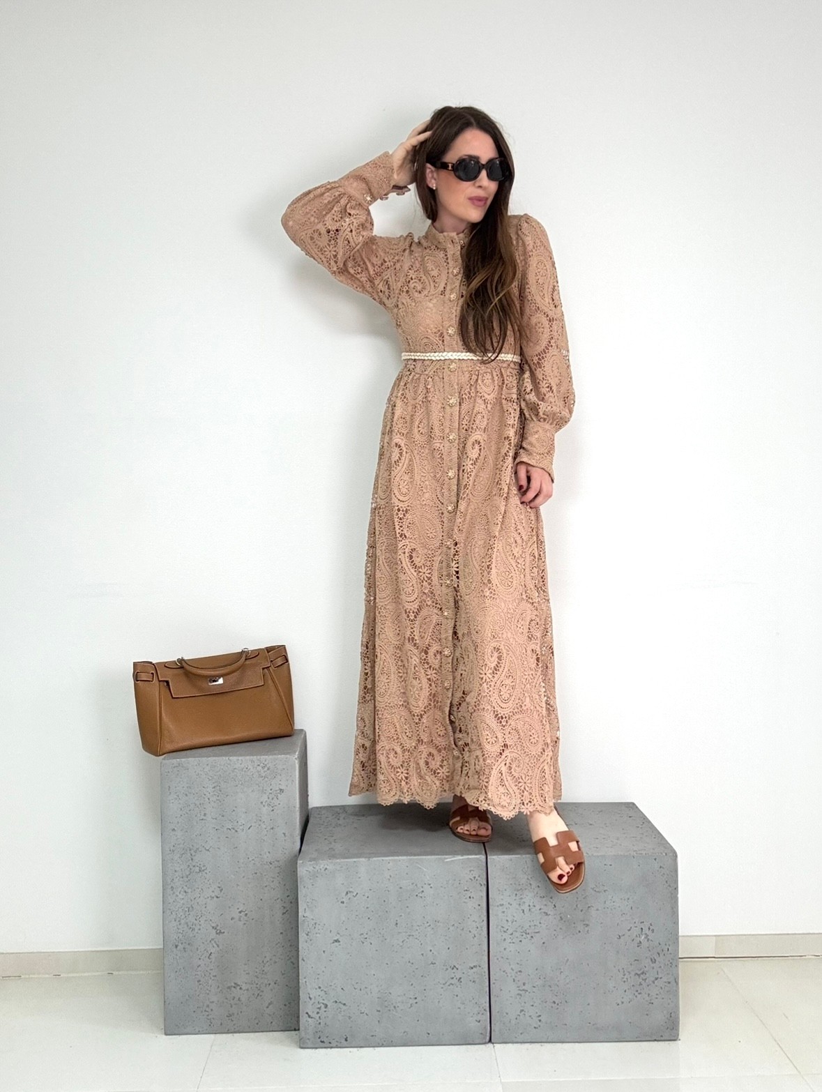 Maxi Häkelkleid - Beige