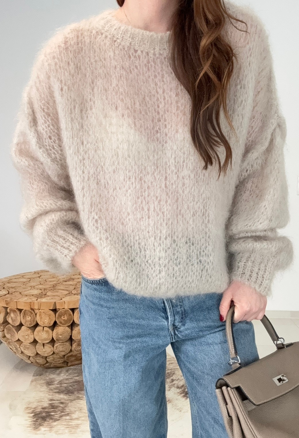 Mohair-Pullover - Beige