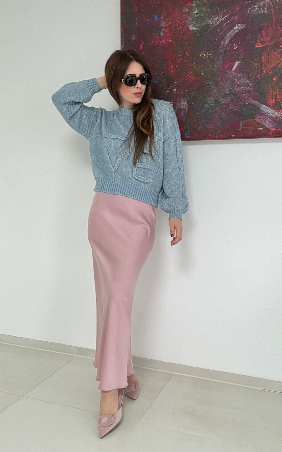 Pullover "Love" - Hellblau