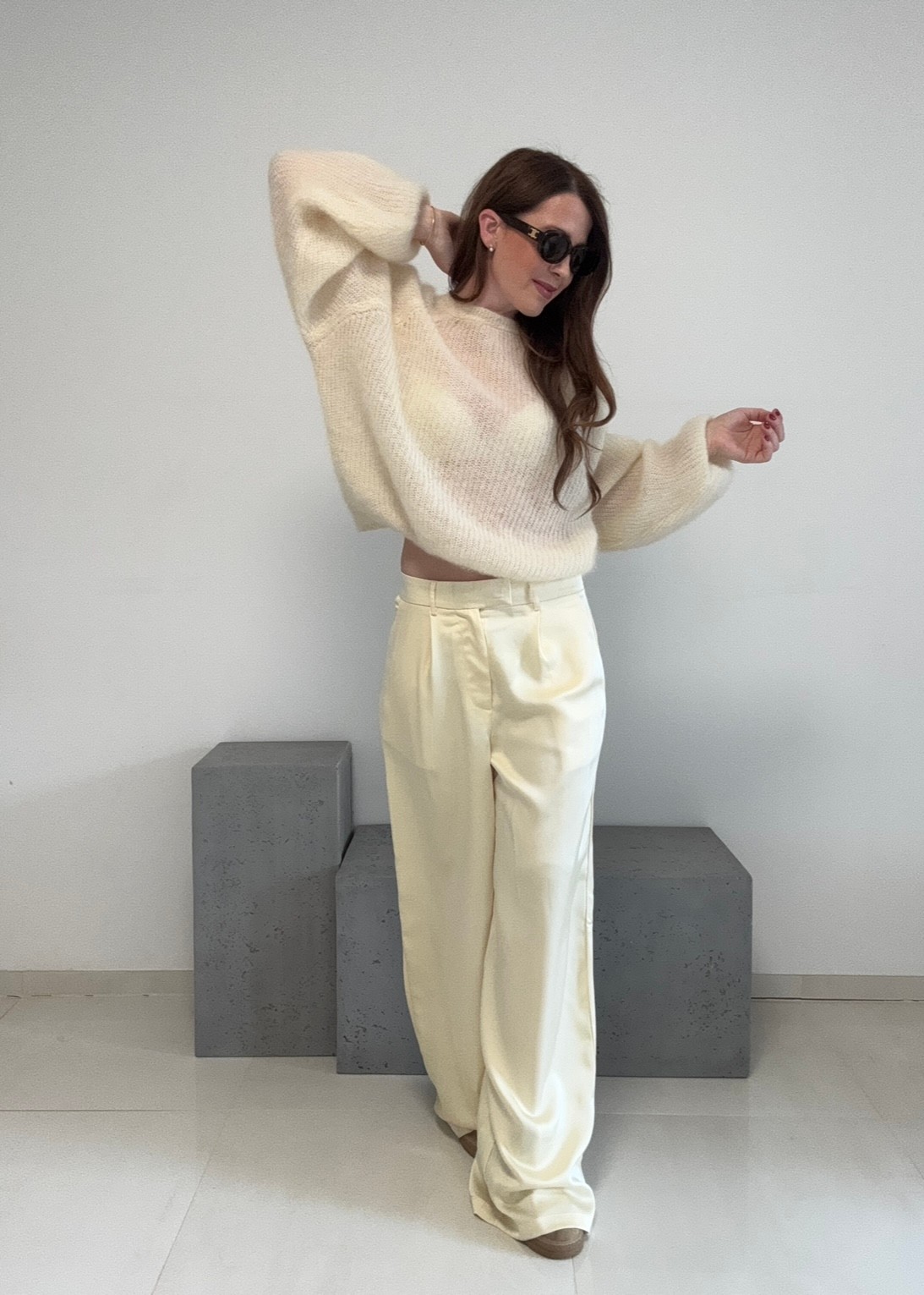 Wende-Mohairpullover - Gelb