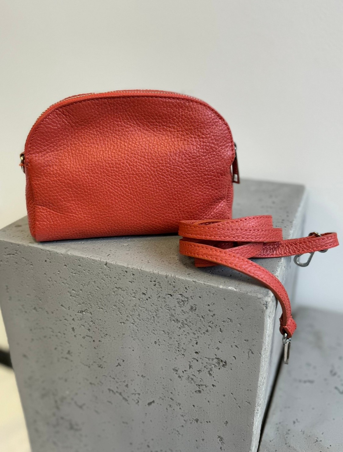 Tasche aus Leder - Orange 