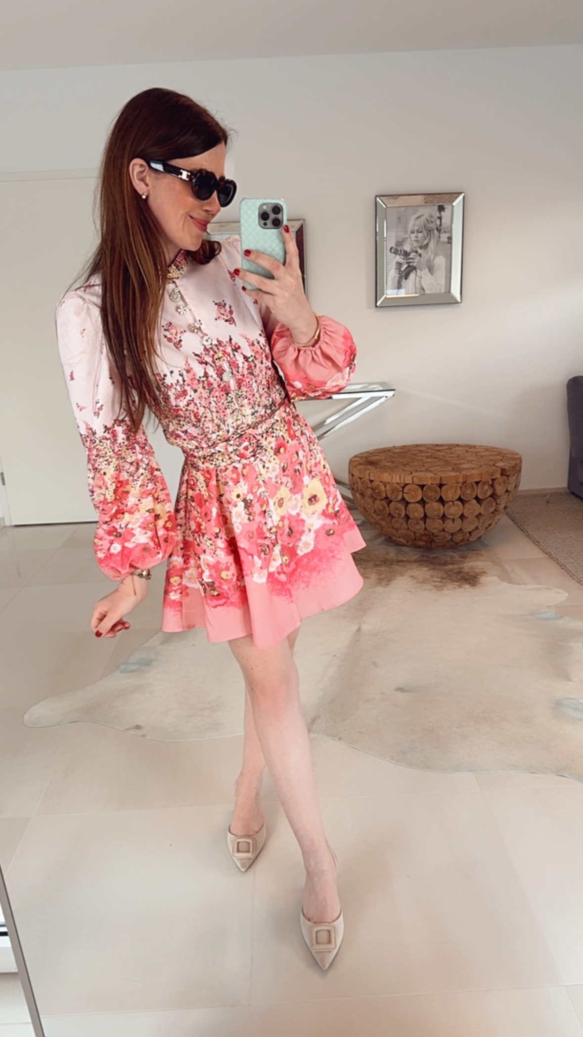 Mini-Kleid mit Print - Rosa