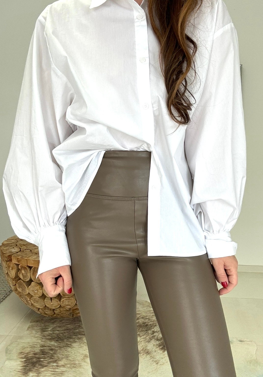 Vegane Lederleggings - Taupe