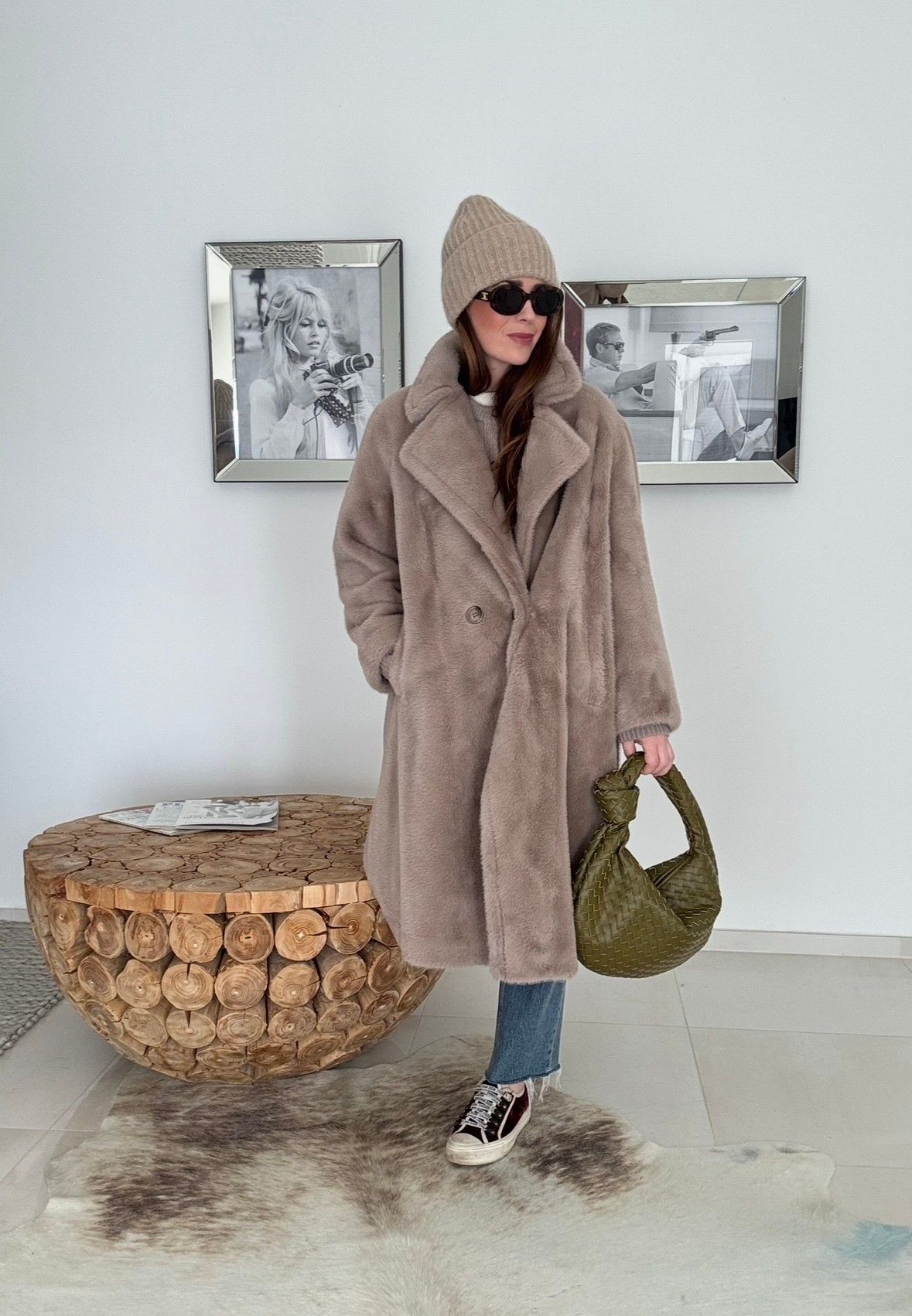 Fake Fellmantel - Taupe