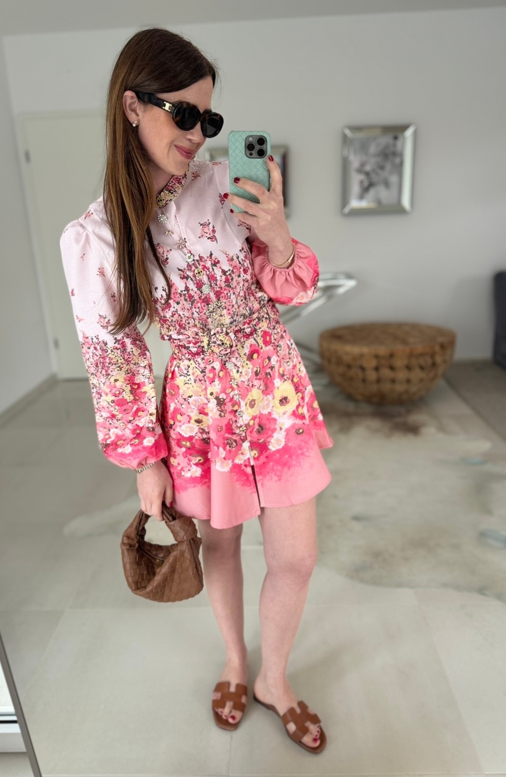 Mini-Kleid mit Print - Rosa