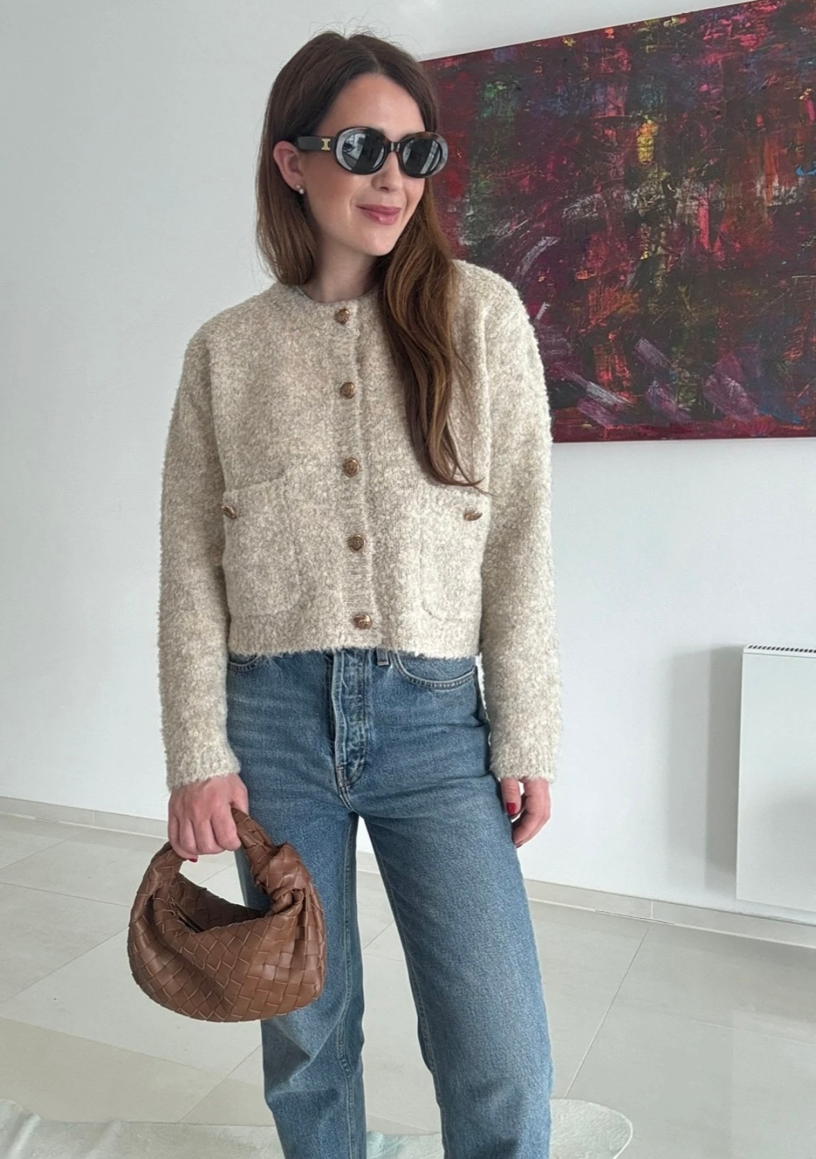 Boucle-Cardigan - Beige