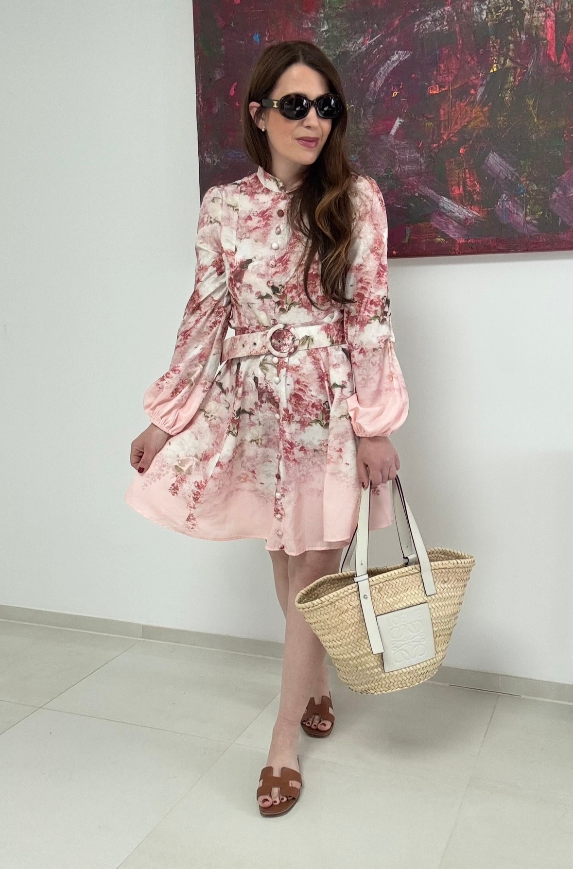 Kurzes Kleid mit Print - Rose