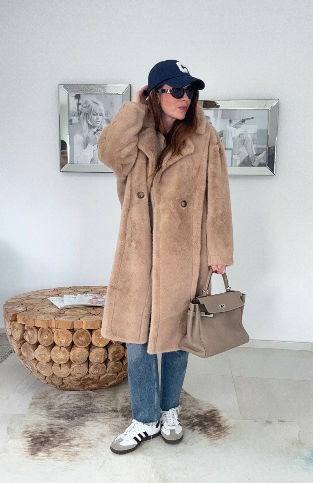 Fake Fellmantel - Beige