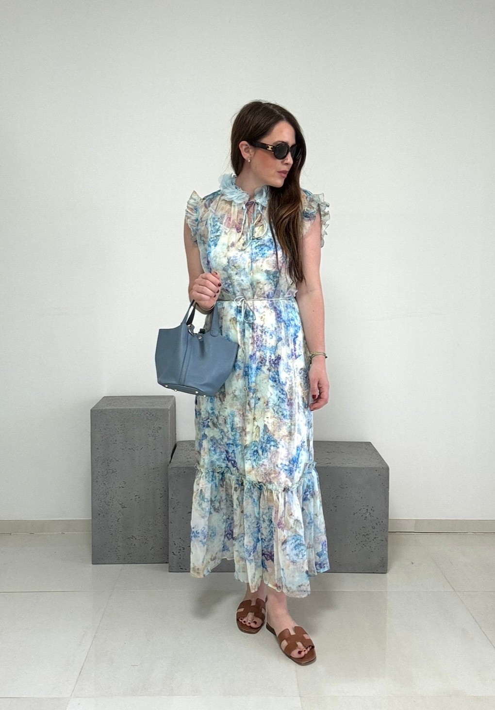 Midi-Kleid mir Print - Blau