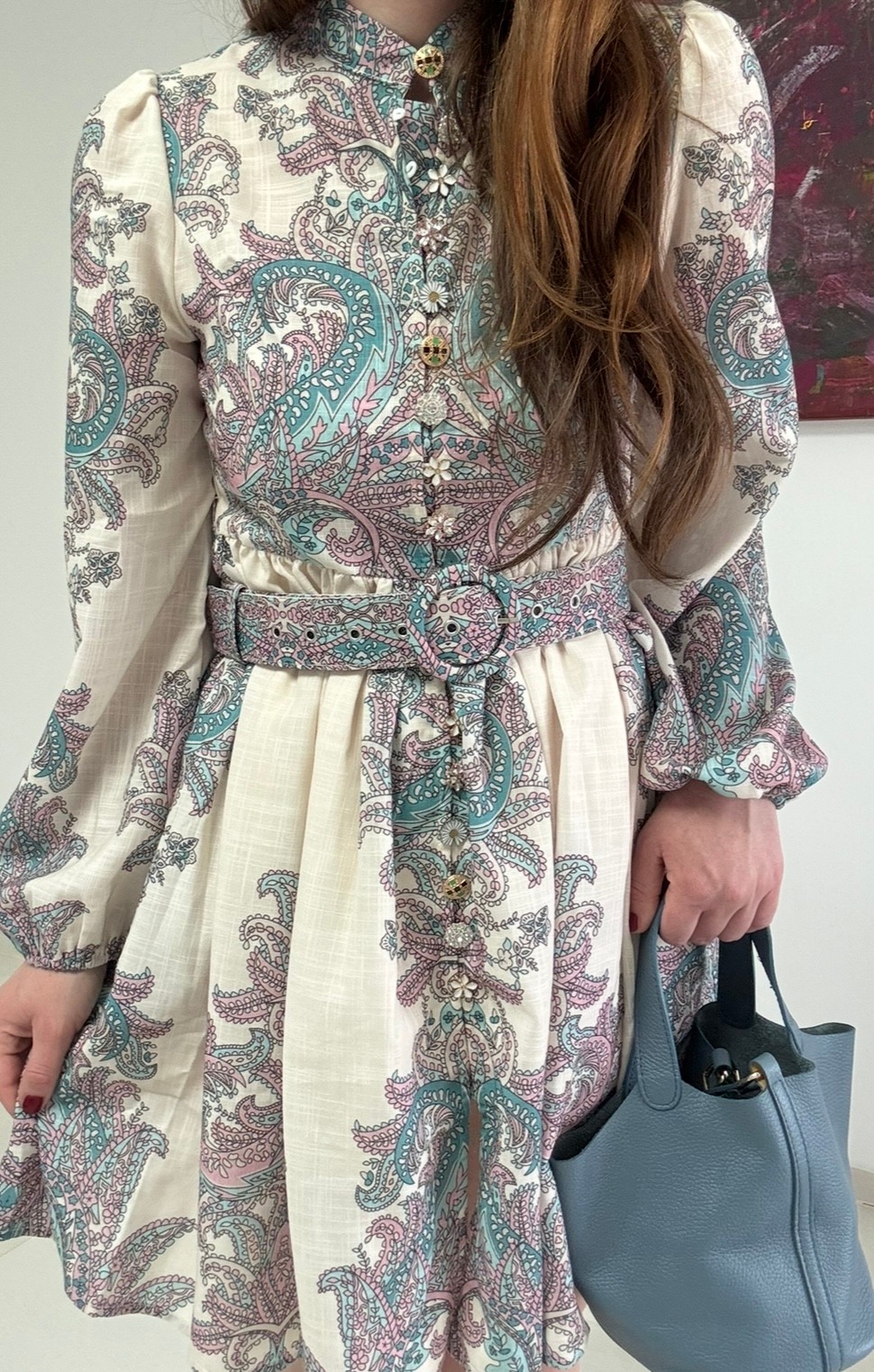 Kleid mit Print - Türkis