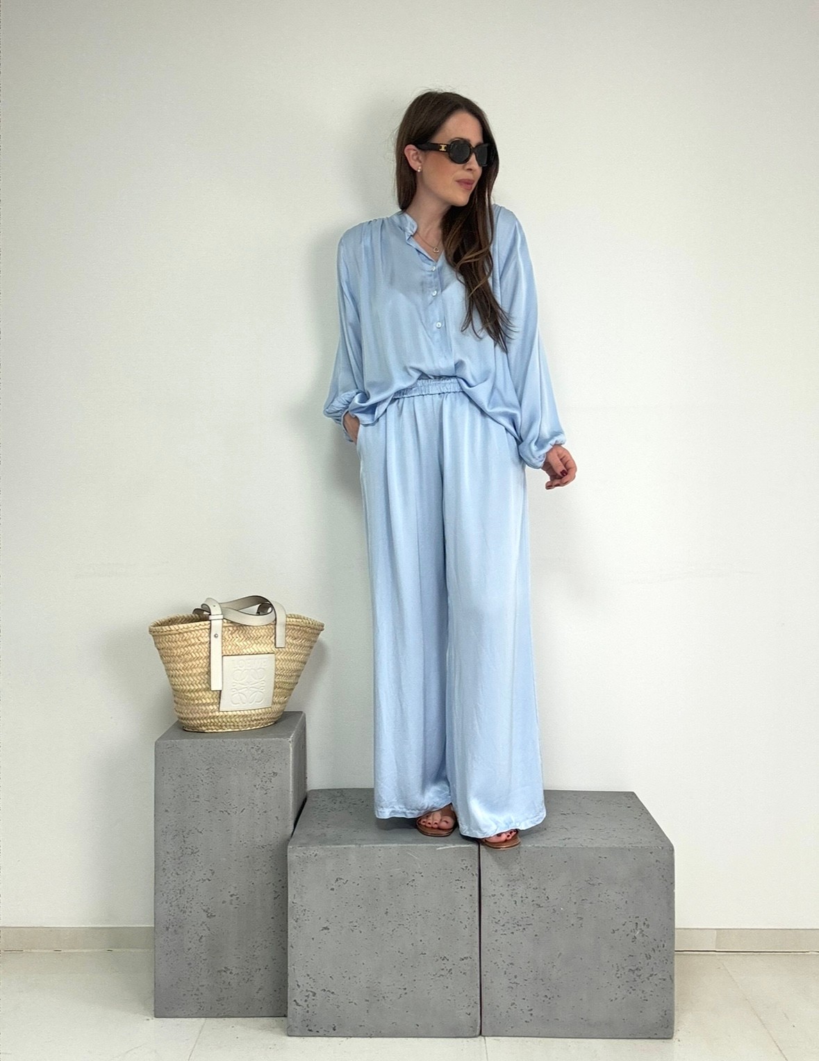 Satinhose - Hellblau