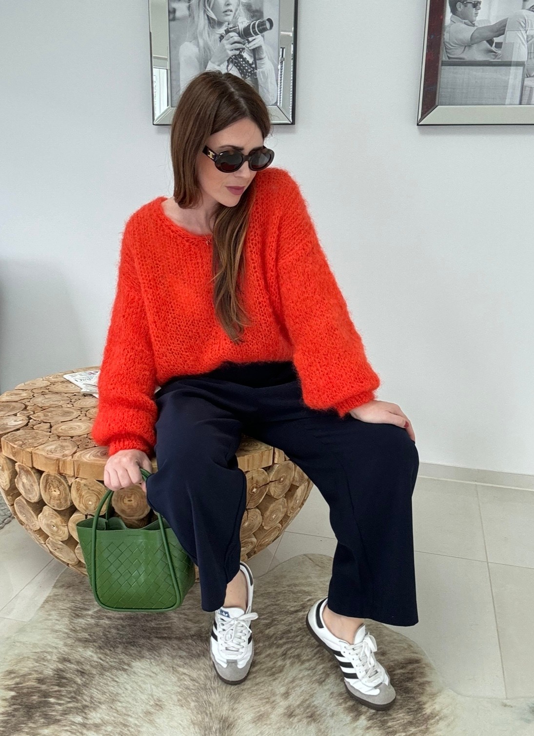 Grobstrick-Pullover - Orange