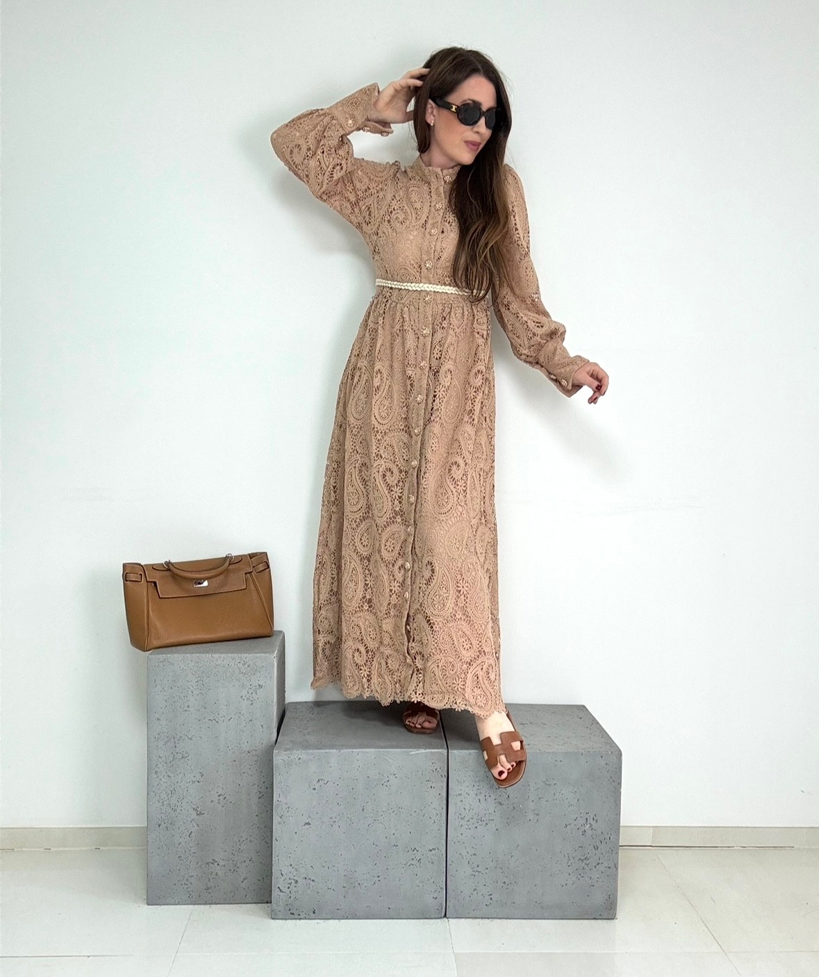 Maxi Häkelkleid - Beige