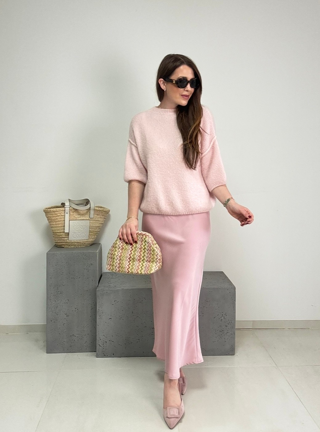Strickshirt mit Naht - Rosa