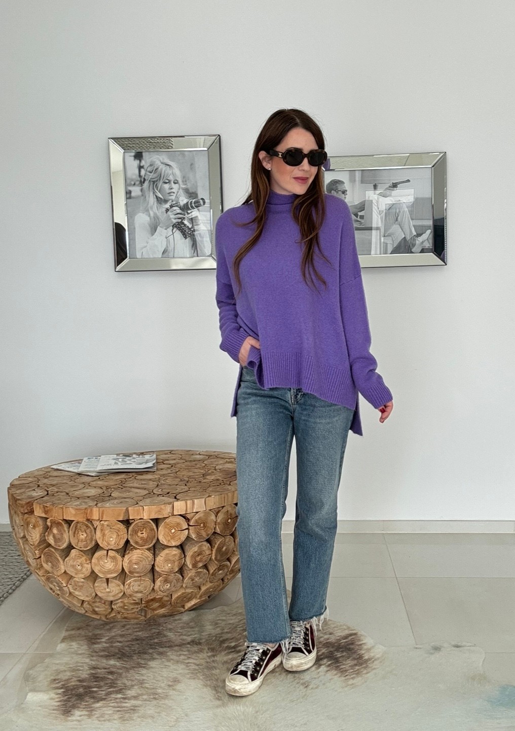 Rollkragenpullover aus Alpaka- Lila/Flieder