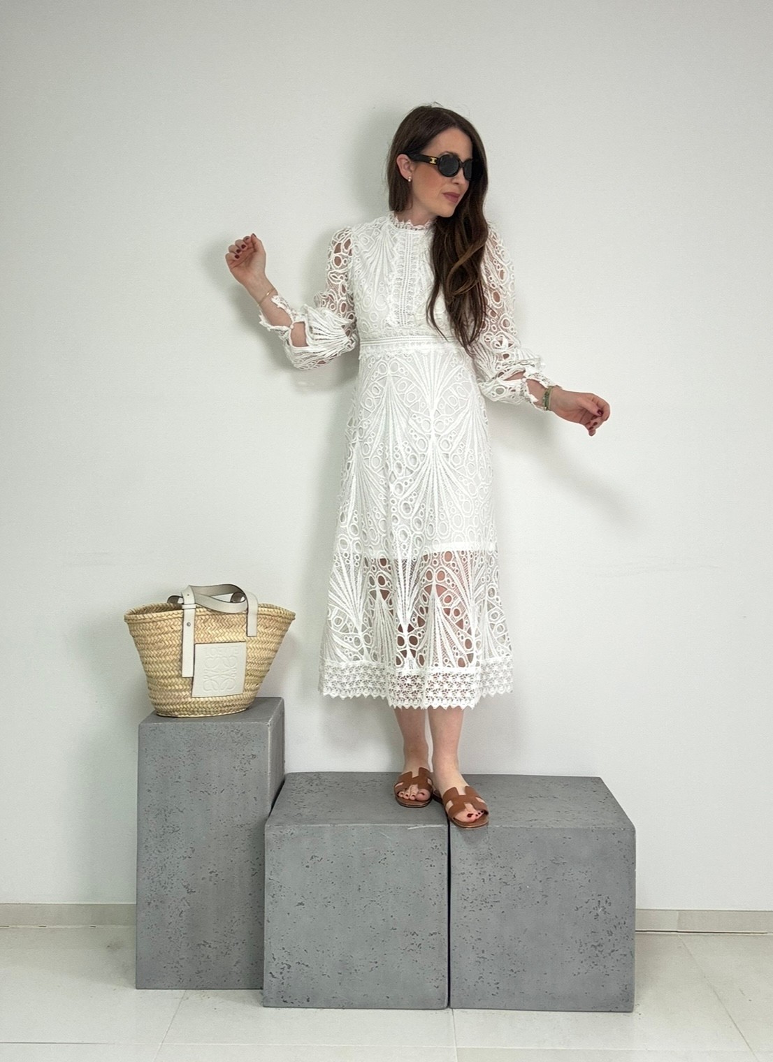 Maxi-Häkelkleid - Weiß