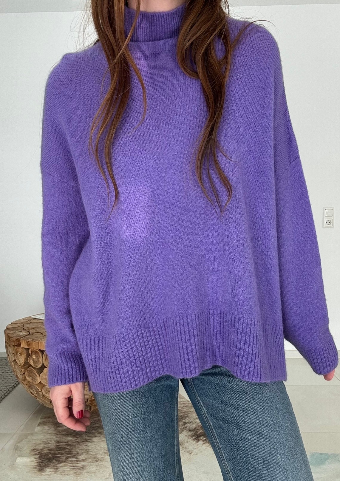 Rollkragenpullover aus Alpaka- Lila/Flieder