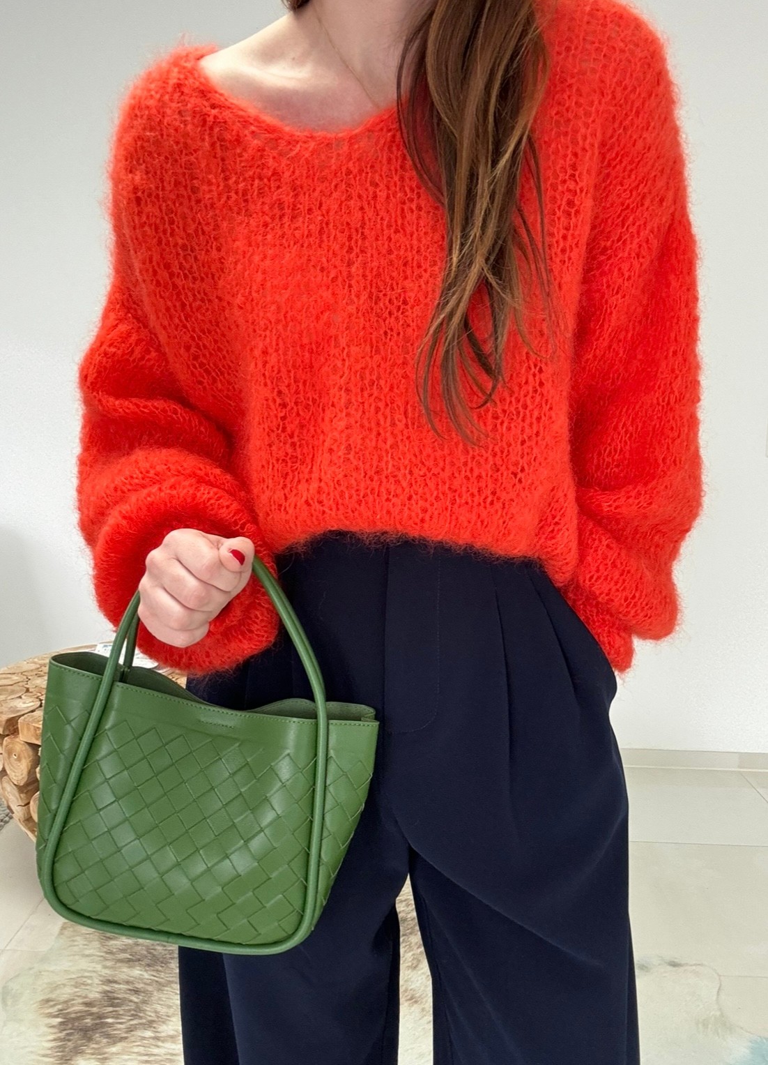 Grobstrick-Pullover - Orange