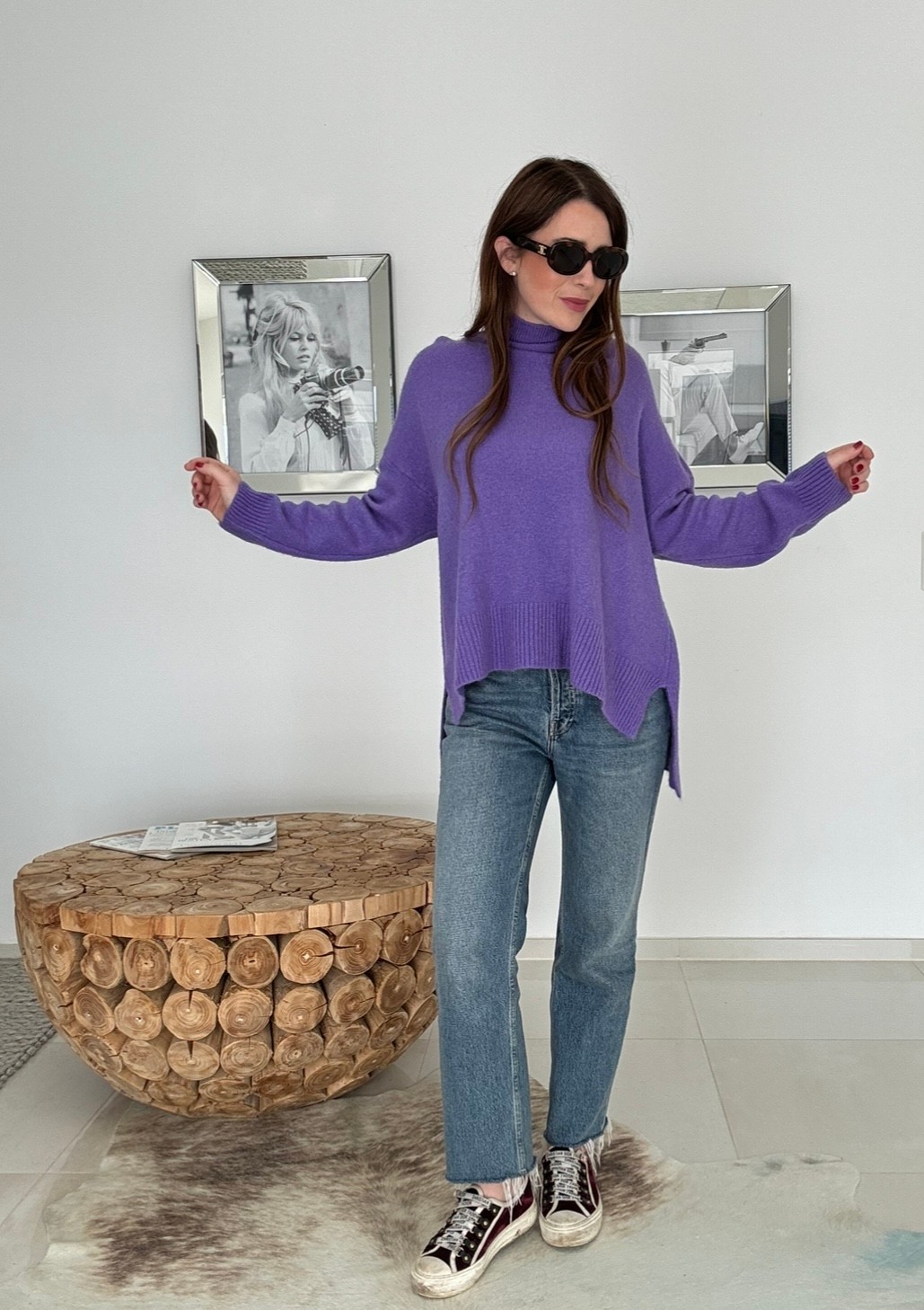 Rollkragenpullover aus Alpaka- Lila/Flieder