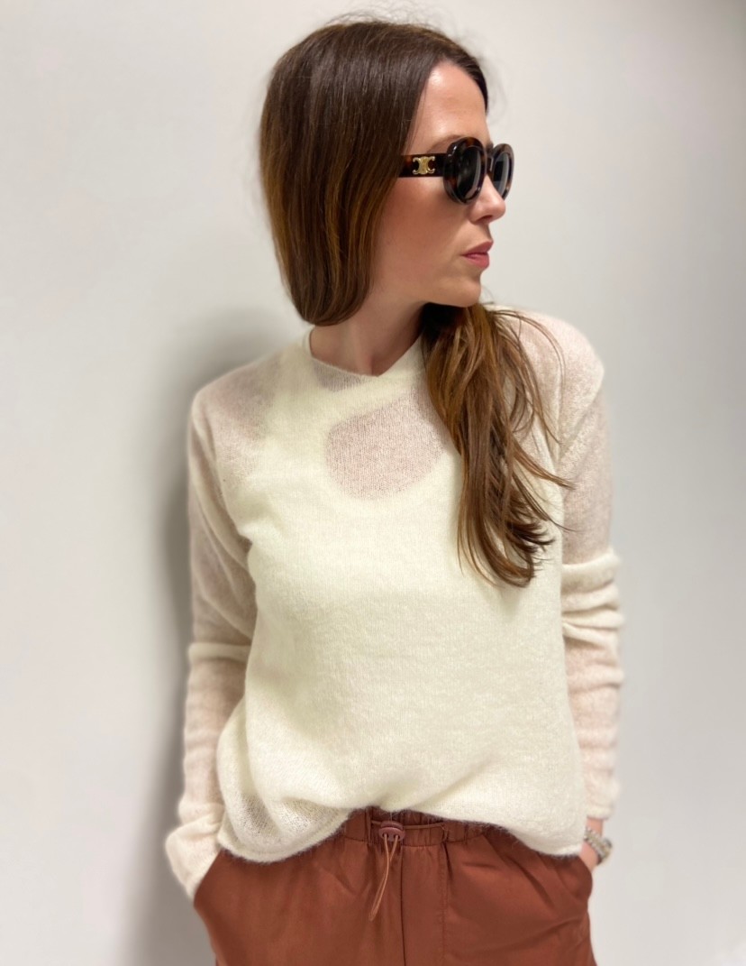 THIN KNIT SWEATER - CREME