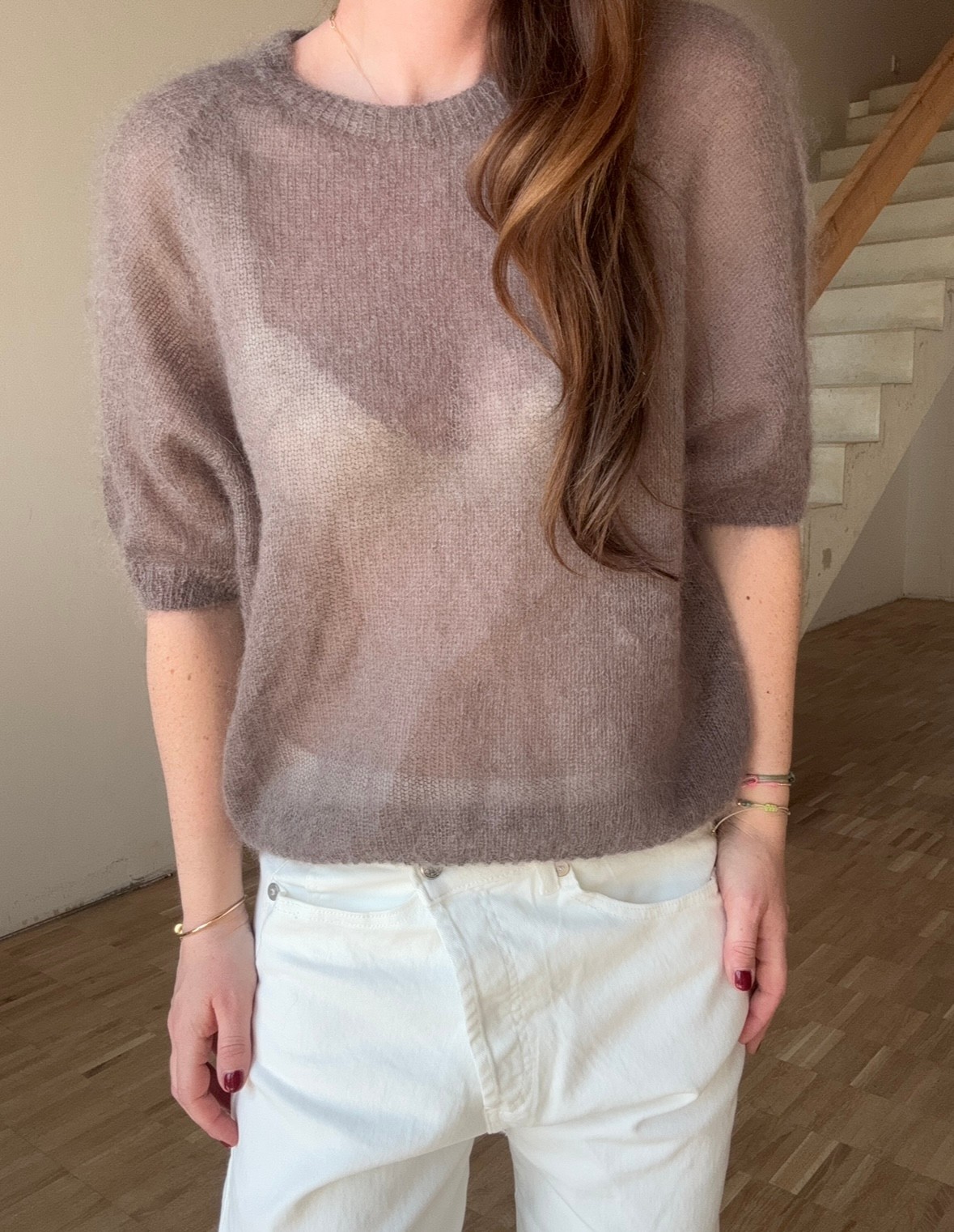 Dünnes Mohairshirt - Taupe