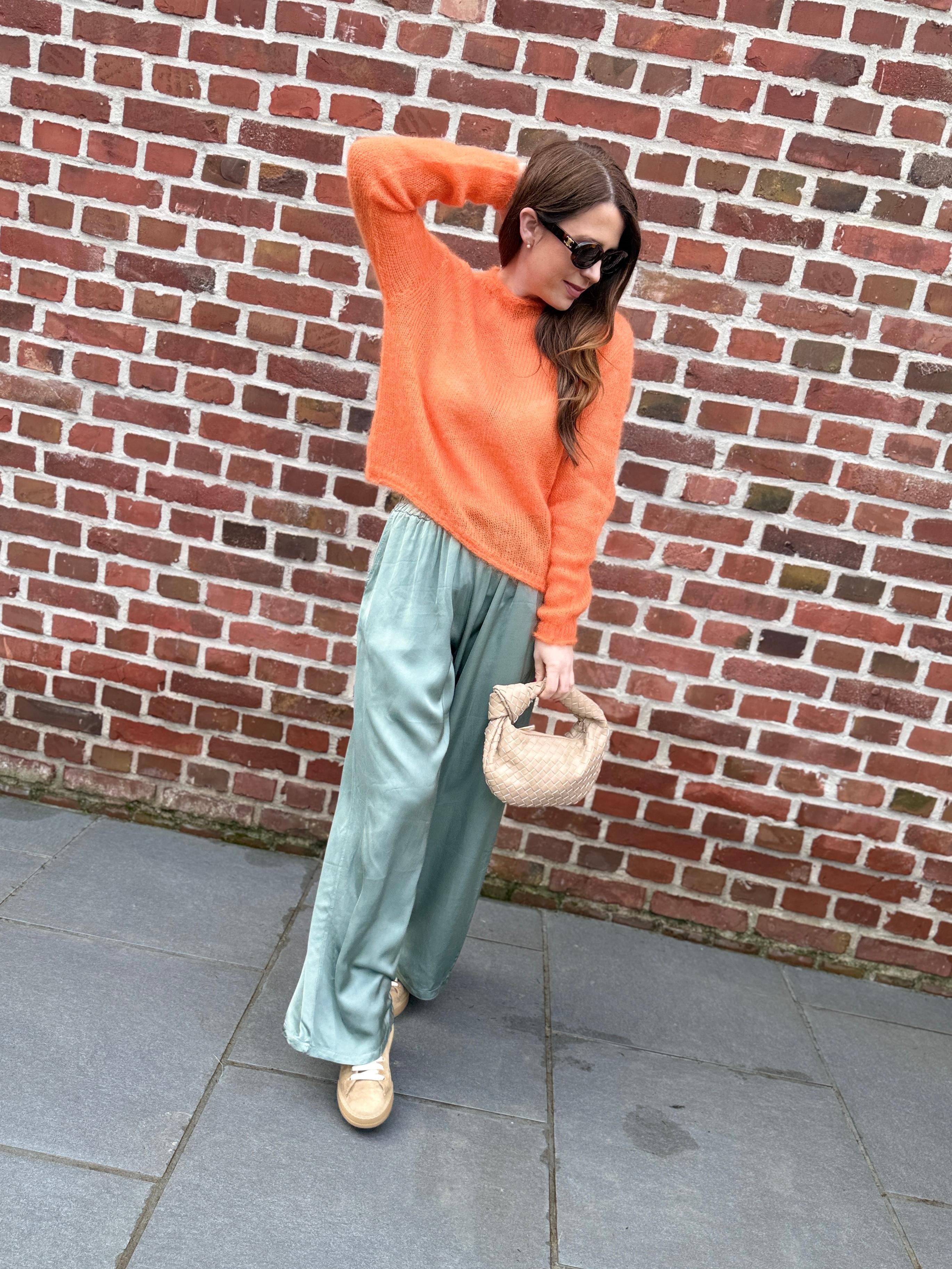 Dünner Mohair-Pullover - Orange