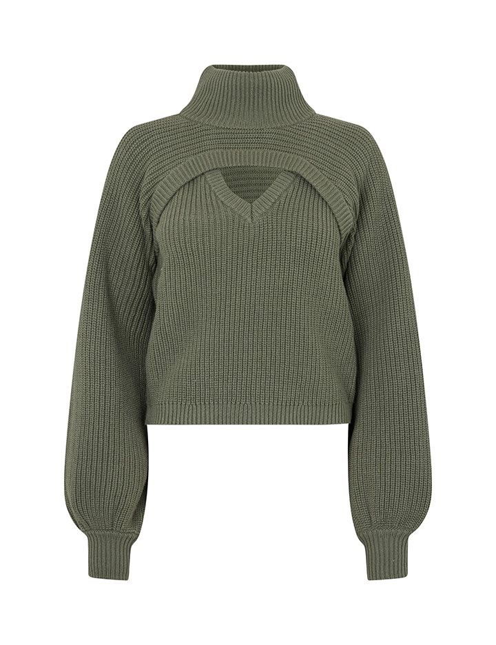 Pullover mit Cut Out - Khaki