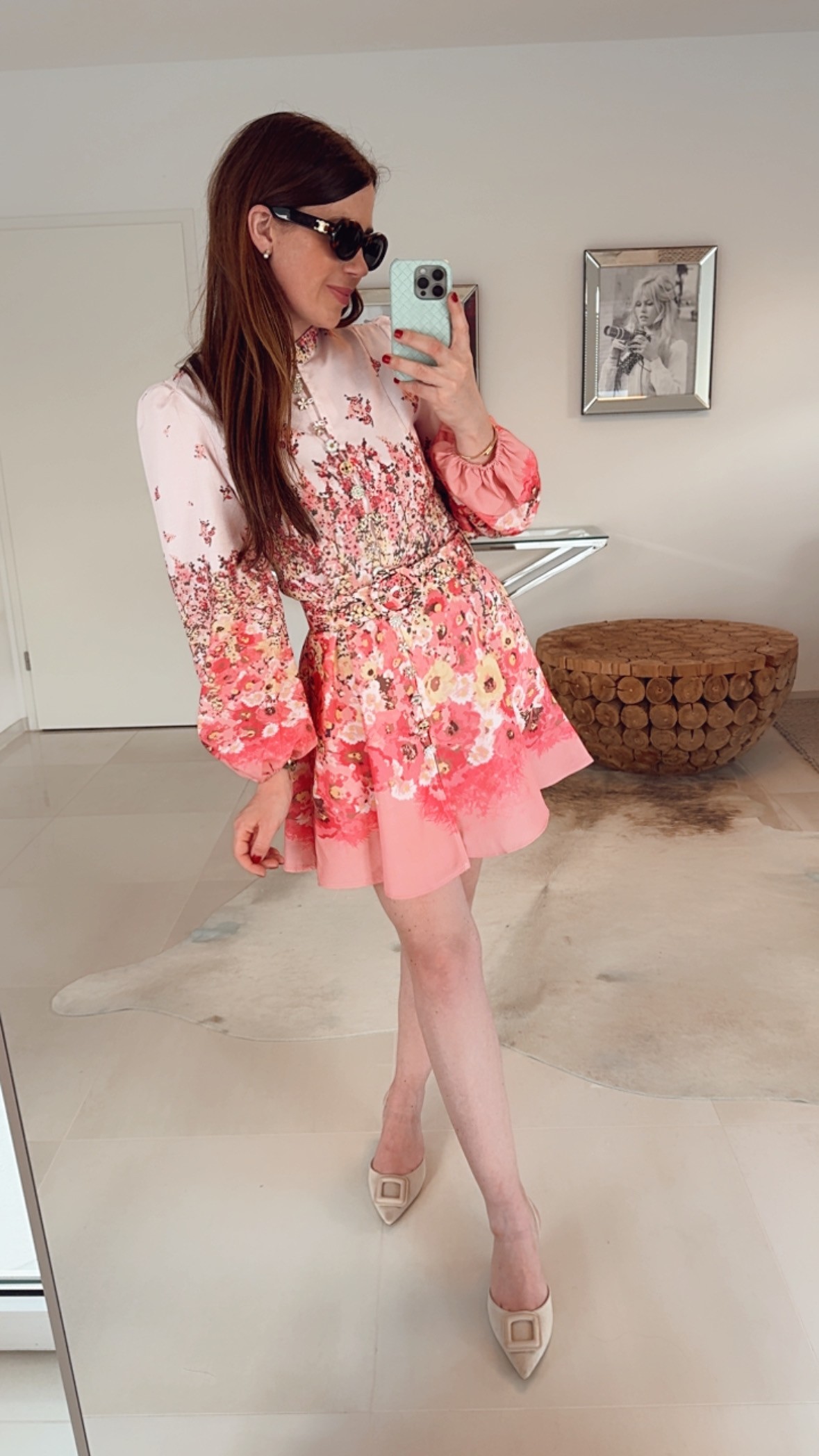 Mini-Kleid mit Print - Rosa