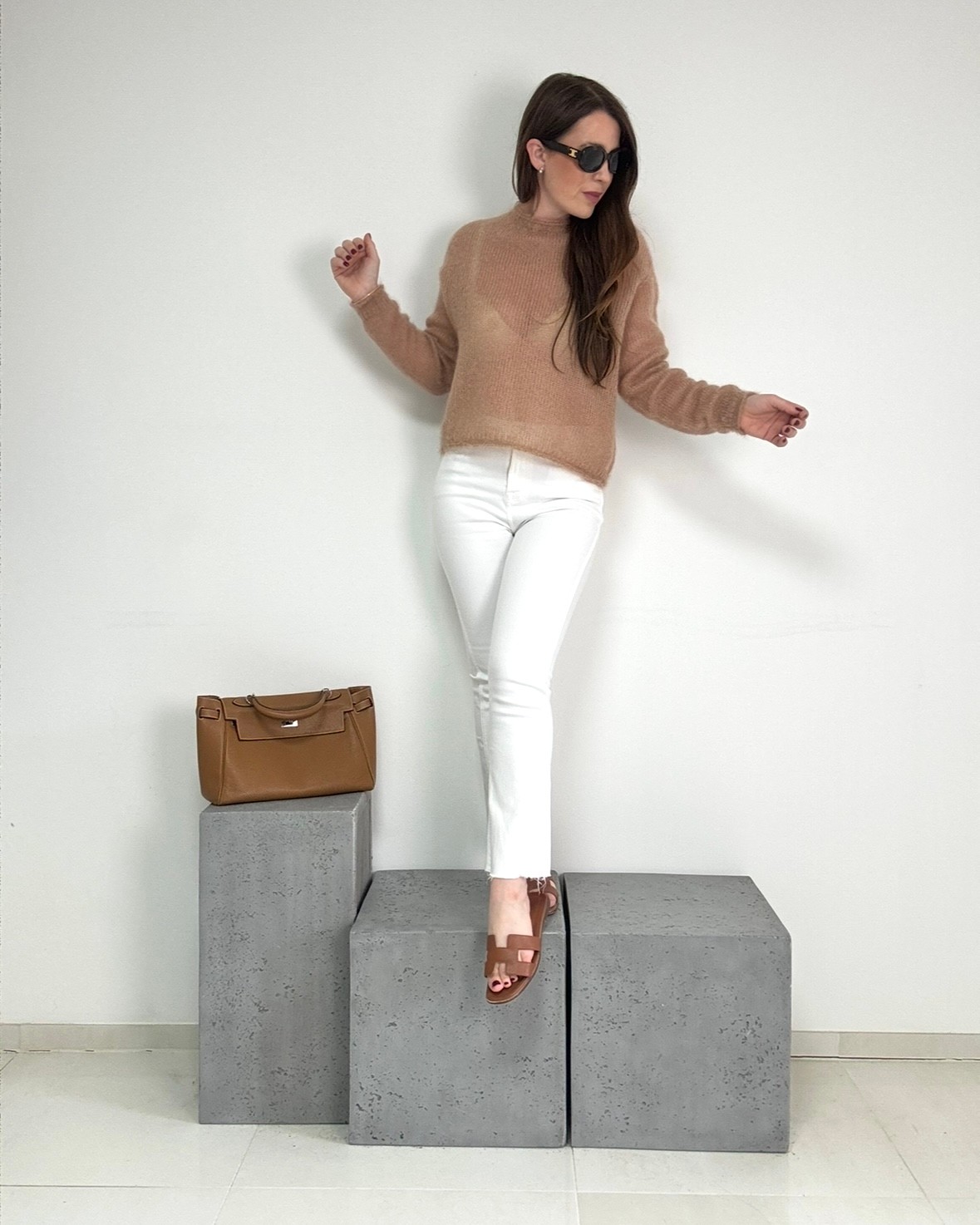 Dünner Mohair-Pullover - Camel