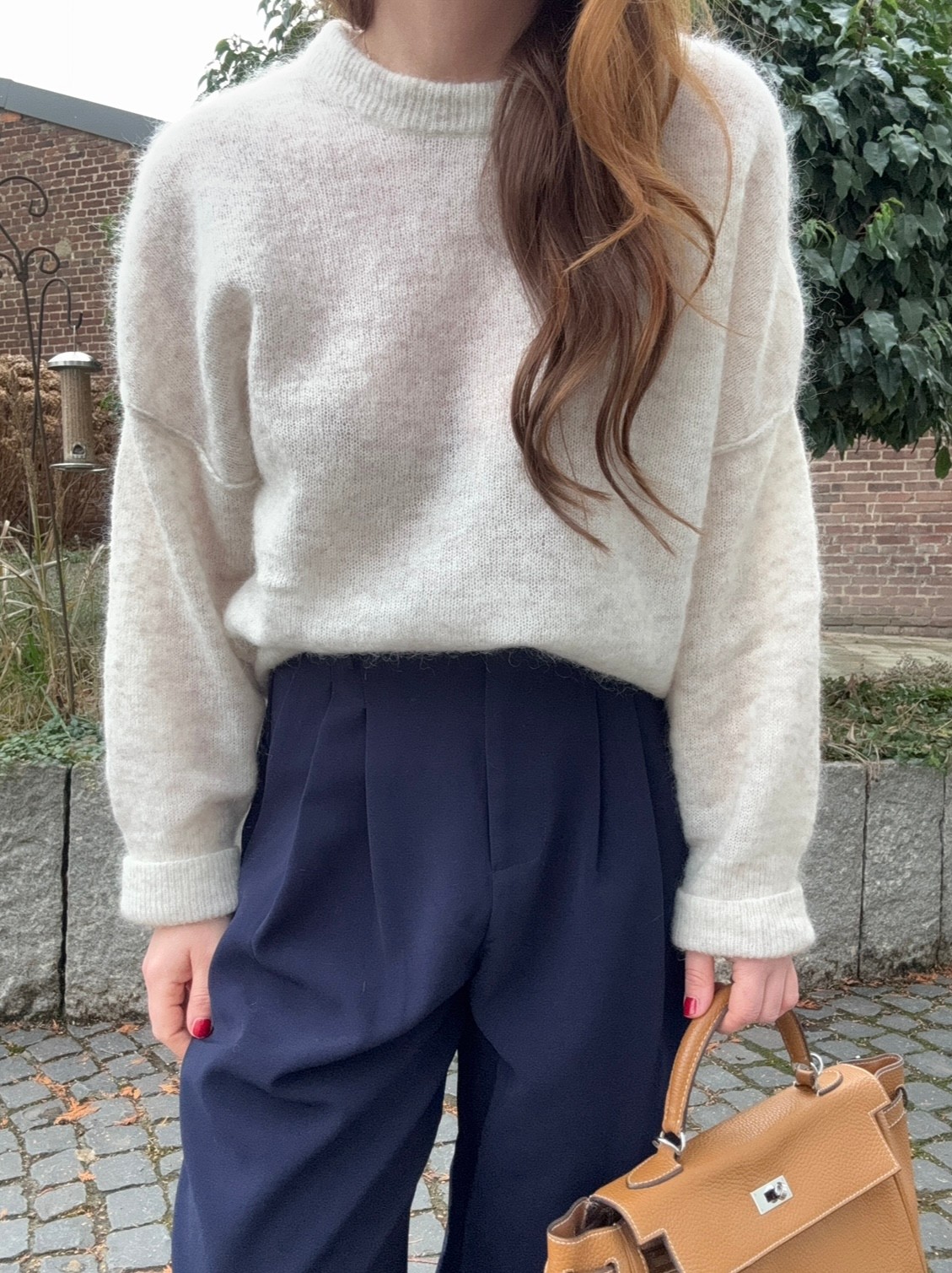 Oversize Pullover mit Naht - Sand