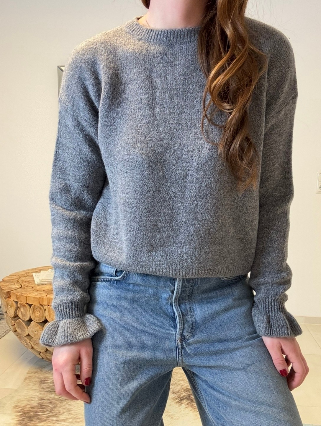 Verspielter Alpaka-Pullover - Grau