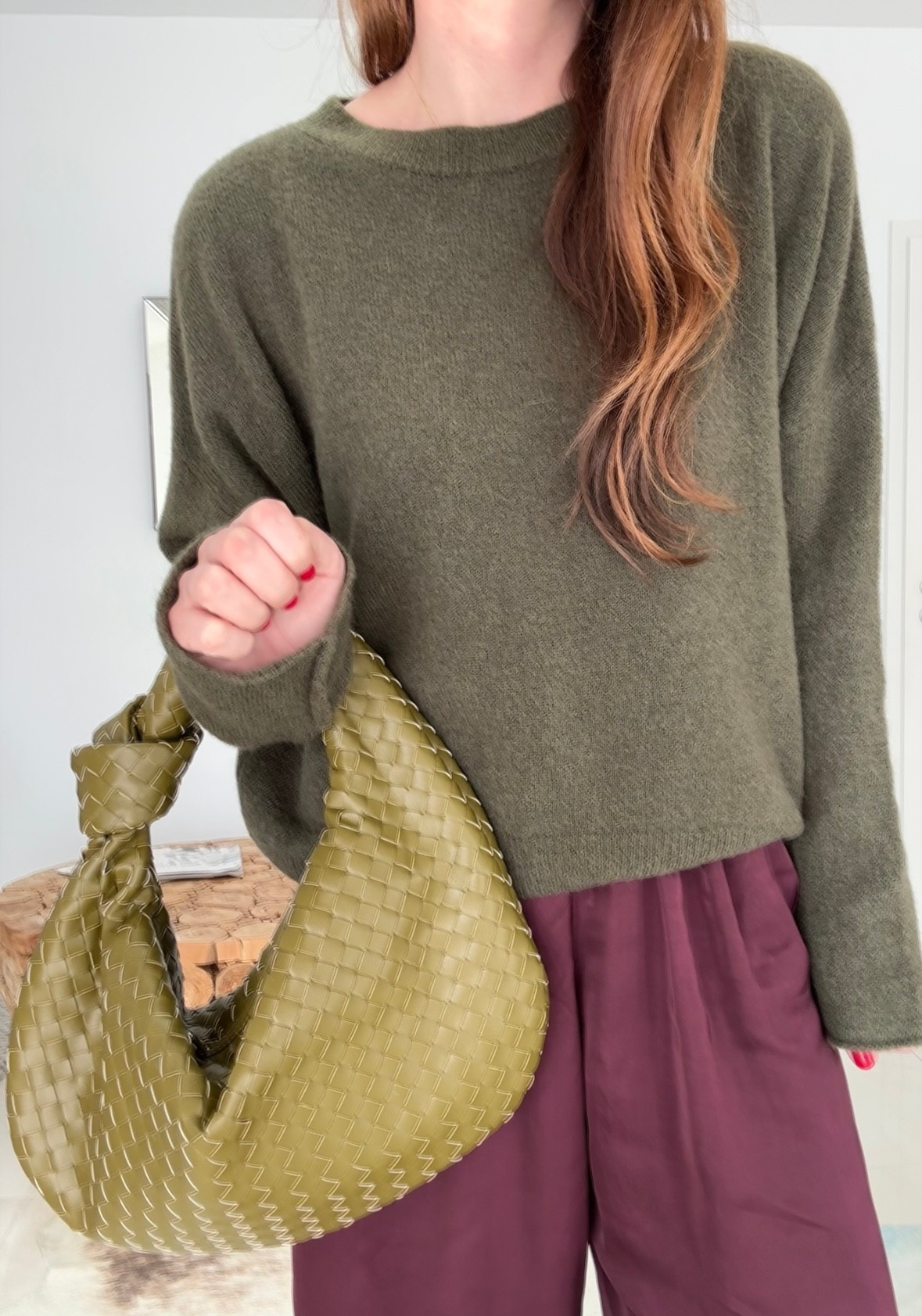 Baby-Alpaka Pullover - Oliv