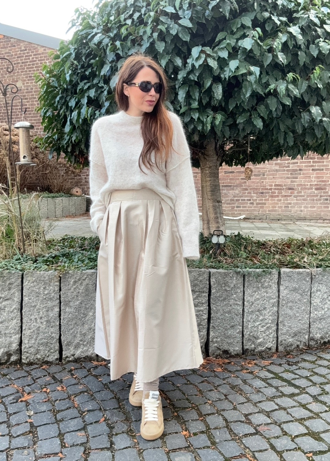 Oversize Pullover mit Naht - Sand