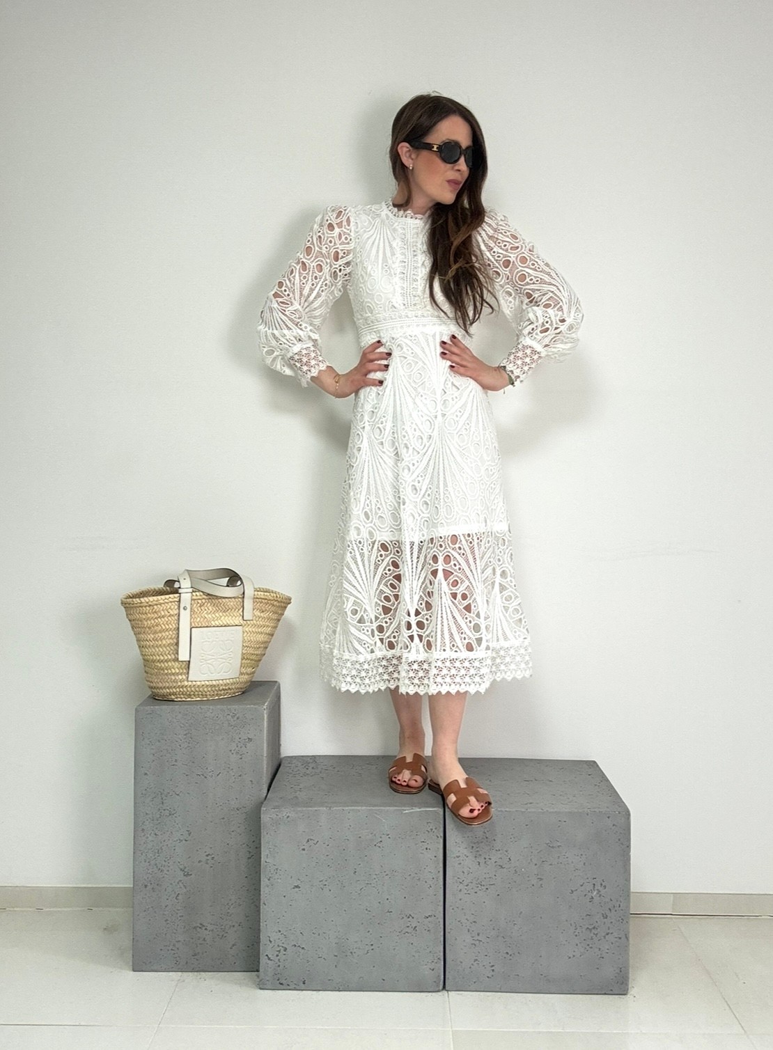 Maxi-Häkelkleid - Weiß